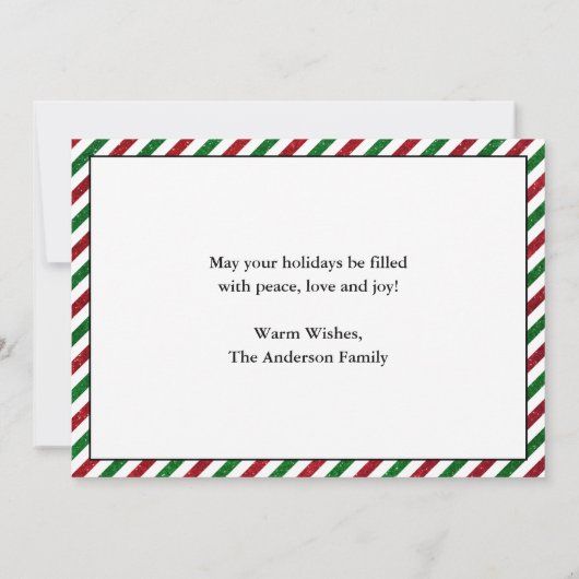 Cartes Pour Fêtes Annuelles Fun Calligraphie Noël Parties scintillant Stripes (Dos)