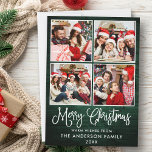 Cartes Pour Fêtes Annuelles Fun Calligraphy Christmas Green Wood 4 Photos<br><div class="desc">Joyeux Noël 4 Photo Carte de vacances - Russe Pays Vert Bois</div>