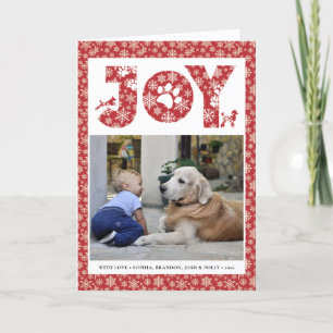 Cartes Pour Fêtes Annuelles Fun Chien Paw Script JOIE Moderne