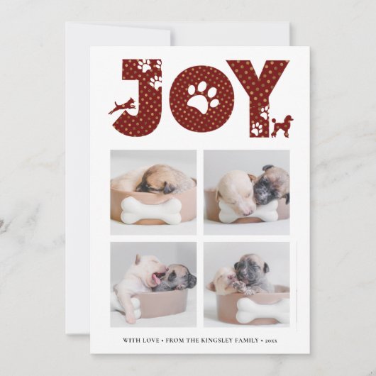Cartes Pour Fêtes Annuelles Fun Chien Paw Script JOIE Moderne (Devant)