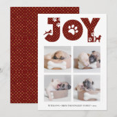 Cartes Pour Fêtes Annuelles Fun Chien Paw Script JOIE Moderne (Devant / Derrière)