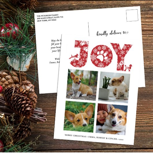 Cartes Pour Fêtes Annuelles Fun Chien Paw Script JOIE Moderne