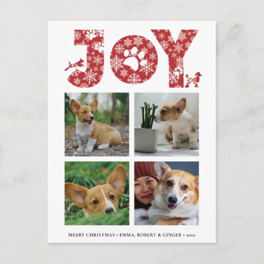 Cartes Pour Fêtes Annuelles Fun Chien Paw Script JOIE Moderne (Devant)