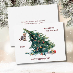 Cartes Pour Fêtes Annuelles Fun Christmas Tree Dangereux Chat Personnaliser