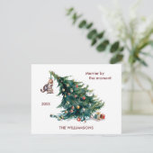 Cartes Pour Fêtes Annuelles Fun Christmas Tree Dangereux Photo de chat (Debout devant)