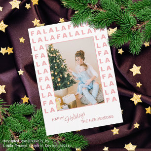 Cartes Pour Fêtes Annuelles Fun Classique FA LA LA Rose Poussiéreuse Blush Ros