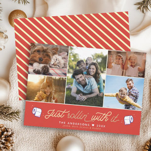 Cartes Pour Fêtes Annuelles Fun Covid Quartier FUN Toilette Papier Retro Rouge