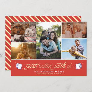 Cartes Pour Fêtes Annuelles Fun Covid Quartier FUN Toilette Papier Retro Rouge