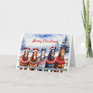 Cartes Pour Fêtes Annuelles Fun de Noël de nous tous Humour de cheval animal