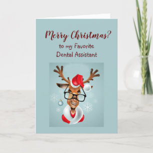 Cartes Pour Fêtes Annuelles Fun Dental Assistant Noël voeux Père Noël
