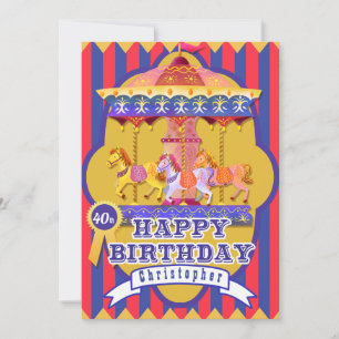 Cartes Pour Fêtes Annuelles Fun Fair Carousel Anniversaire