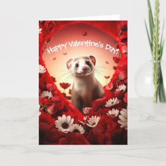 Cartes Pour Fêtes Annuelles Fun Ferret en Fleurs Saint Valentin