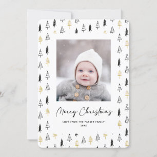 Cartes Pour Fêtes Annuelles Fun Gold Black Pine Tree minimaliste Noël