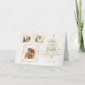 Cartes Pour Fêtes Annuelles Fun Gold Doodle Frame Peace on Earth 3-Photo (Devant)