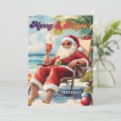 Cartes Pour Fêtes Annuelles Fun Hawaii Beach Photo de Noël (Debout devant)