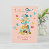Cartes Pour Fêtes Annuelles Fun I Chews You Heart Gum Ball Machine Valentine's (Debout devant)