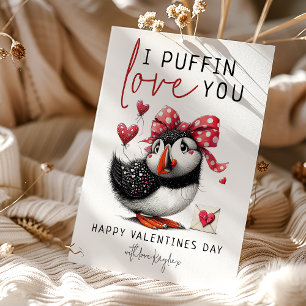Cartes Pour Fêtes Annuelles Fun je macareux je t'aime jour de la Saint-Valenti