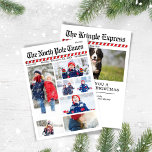 Cartes Pour Fêtes Annuelles Fun Joyeux Noël Photo Collage Journal<br><div class="desc">Ce design présente un joyeux Noël,  avec un collage photo,  et un pôle nord amusant,  avec 8 huit photos,  typographie,  une lettre d'information unique,  un Père Noël lunatique mignon,  un rouge et blanc,  des rayures de sucre de canne rayées,  une carte de voeux de vacances amusante</div>