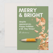 Cartes Pour Fêtes Annuelles Fun moderne Joyeux & Crayon brillant Vacances Shar (Devant / Derrière)