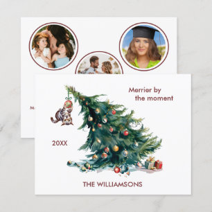 Cartes Pour Fêtes Annuelles Fun Noël arbre Dangereux Chat 3 Photo