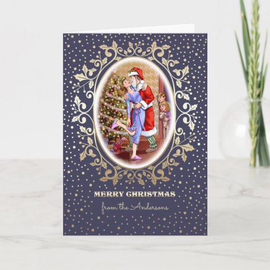 Cartes Pour Fêtes Annuelles Fun Noël Famille Scène personnalisée (Devant)