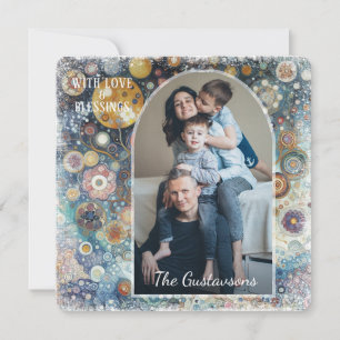 Cartes Pour Fêtes Annuelles Fun personnalisé Colorful Abstrait Snowflakes Art