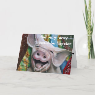 CARTES POUR FÊTES ANNUELLES FUN PIG DIT QU'IL MANGE PLUS DE TURQUIE À ***MERCI