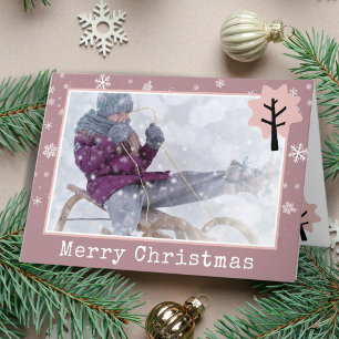 Cartes Pour Fêtes Annuelles Fun Pink Christmas Tree Snowflics Photo
