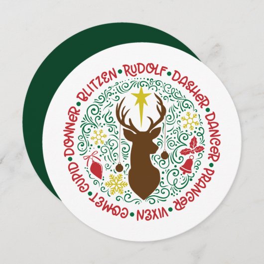 Cartes Pour Fêtes Annuelles Fun Red Script Père Noël Reinder Nom Noël (Devant / Derrière)