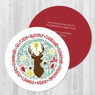 Cartes Pour Fêtes Annuelles Fun Red Script Père Noël Reinder Nom Noël