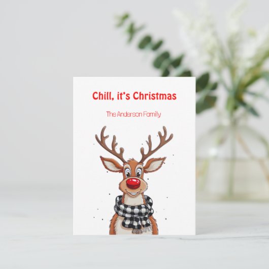 Cartes Pour Fêtes Annuelles Fun reindeer Rudolph christmas wishes Postcard (Debout devant)