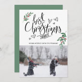 Cartes Pour Fêtes Annuelles Fun Script Red Holly Berries Meilleur Noël Jamais (Devant / Derrière)