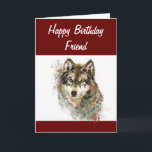 Cartes Pour Fêtes Annuelles Fun Silly Watercolor Wolf Birthday Friend Humour<br><div class="desc">Cute Watercolor Wolf Birthday Friend card for those who love wolves . Inside quote : Howl always be here for you</div>