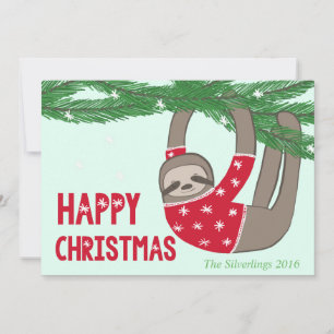 Cartes Pour Fêtes Annuelles Fun tendance Sloth Hppy Christmas personnalisé