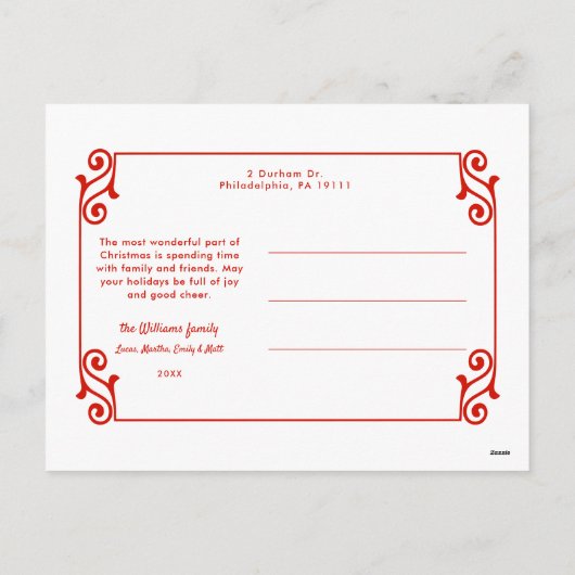 Cartes Pour Fêtes Annuelles Fun Tourbillonnant Noël Frontière Joyeux Noël Phot (Dos)