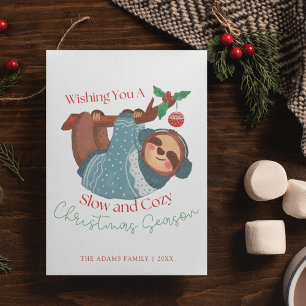 Cartes Pour Fêtes Annuelles Fun Watercolor Sloth Lent & Cosy Noël