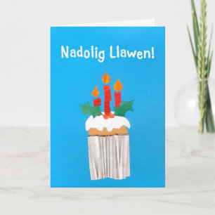 Cartes Pour Fêtes Annuelles Fun Welsh Christmas Cupcake Card avec bougies