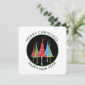 Cartes Pour Fêtes Annuelles Fun, Whimiscal Noël Arbres Carrés (Debout devant)