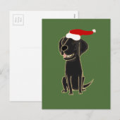 Cartes Pour Fêtes Annuelles Funky Black Flat Retriever Art de Noël (Devant / Derrière)