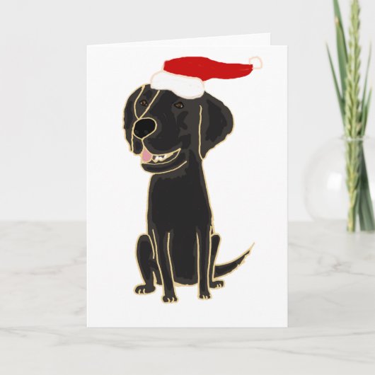 Cartes Pour Fêtes Annuelles Funky Black Flat Retriever Art de Noël (Devant)