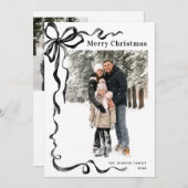 Cartes Pour Fêtes Annuelles Funky Christmas Boho Black Bow Ribbon 3 Photo (Devant / Derrière)