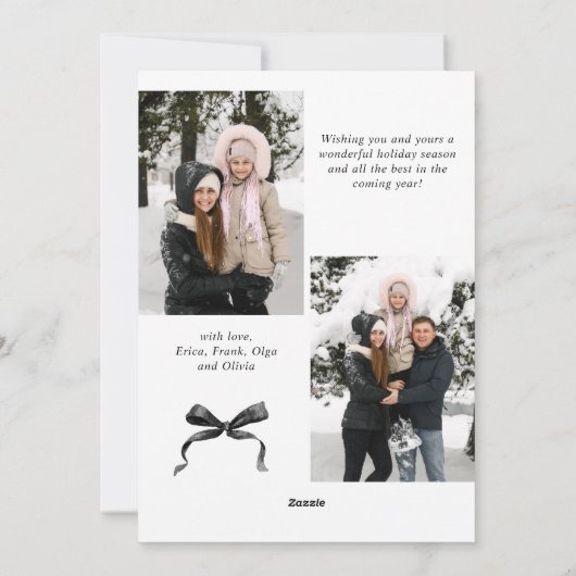 Cartes Pour Fêtes Annuelles Funky Christmas Boho Black Bow Ribbon 3 Photo (Dos)