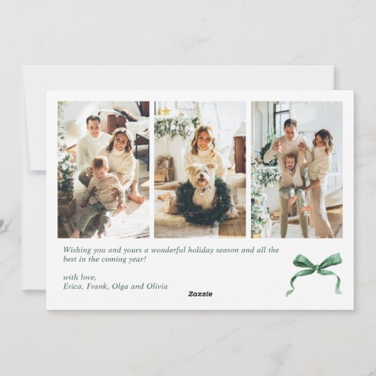 Cartes Pour Fêtes Annuelles Funky Christmas Boho Green Bow Ribbon 4 Photo (Dos)
