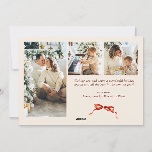 Cartes Pour Fêtes Annuelles Funky Christmas Boho Red Bow Ribbon 4 Photo (Dos)