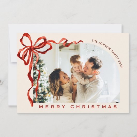 Cartes Pour Fêtes Annuelles Funky Christmas Boho Red Bow Ribbon 4 Photo (Devant)