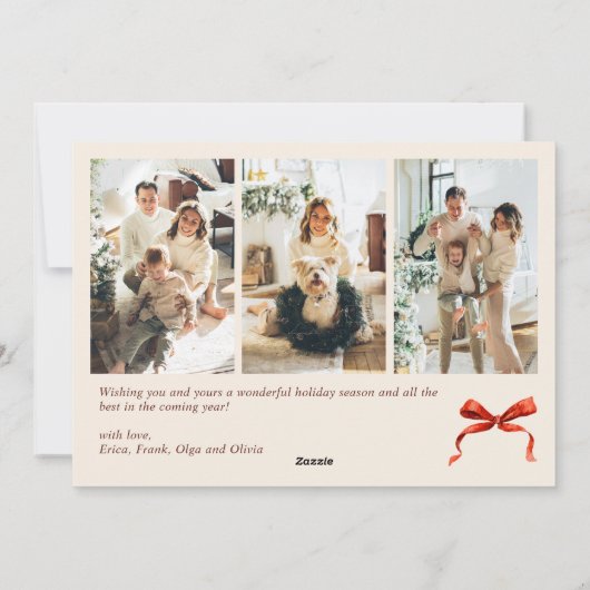 Cartes Pour Fêtes Annuelles Funky Christmas Boho Red Bow Ribbon 4 Photo (Dos)