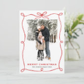 Cartes Pour Fêtes Annuelles Funky Christmas Boho Red Bow Ribbon 5 Photo (Debout devant)