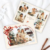 Cartes Pour Fêtes Annuelles Funky Christmas Boho Red Bow Ribbon 6 Photo