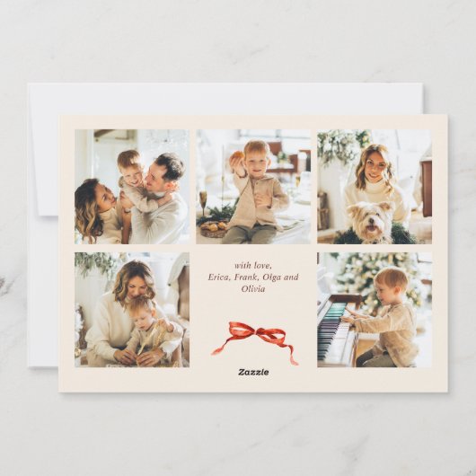 Cartes Pour Fêtes Annuelles Funky Christmas Boho Red Bow Ribbon 6 Photo (Dos)