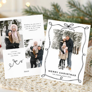 Cartes Pour Fêtes Annuelles Funky Christmas Boho Ruban à nœud noir 3 Photo